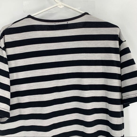 La Belle S/S Scoop neck Striped Henley Tee - Picture 7 of 10